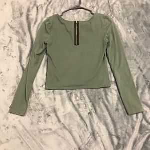 Army green long sleeve crop top